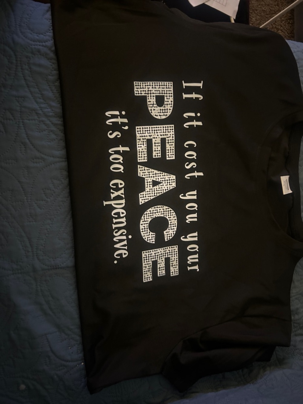 SHEIN Black Graphic 'PEACE' Short Sleeve Tee